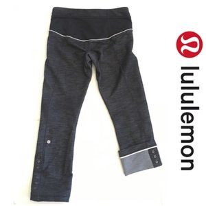 Lululemon denim Ride Button On Crop scalloped hem